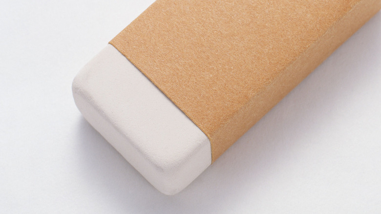 Close-up of rectangular white eraser