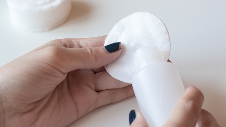 Nail polish remover on cotton pad