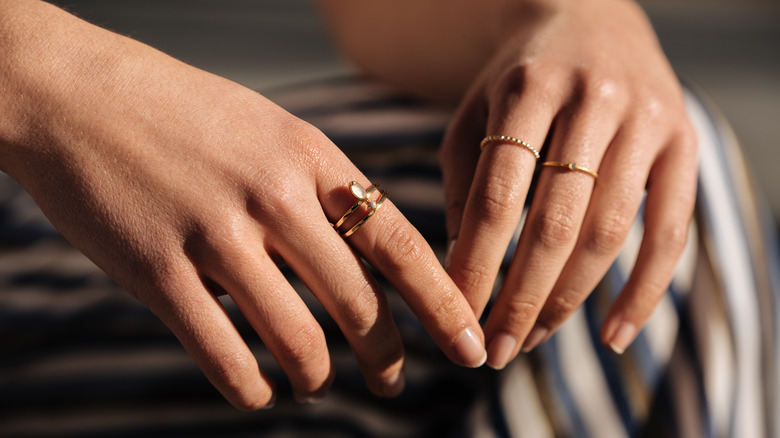 SPE Gold -22k Cute Hand Print Light Weight Ring - for Men's