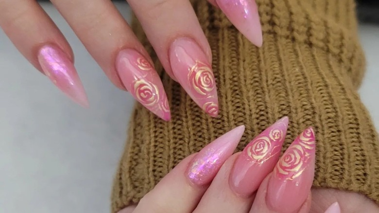pink rose manicure