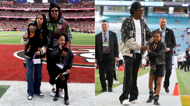 Blue Ivy at the Super Bowl in 2024 and 2020