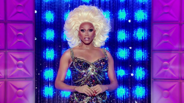 RuPaul in a bejeweled dress