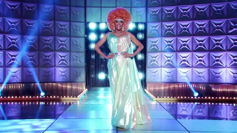 RuPaul in a metallic gown