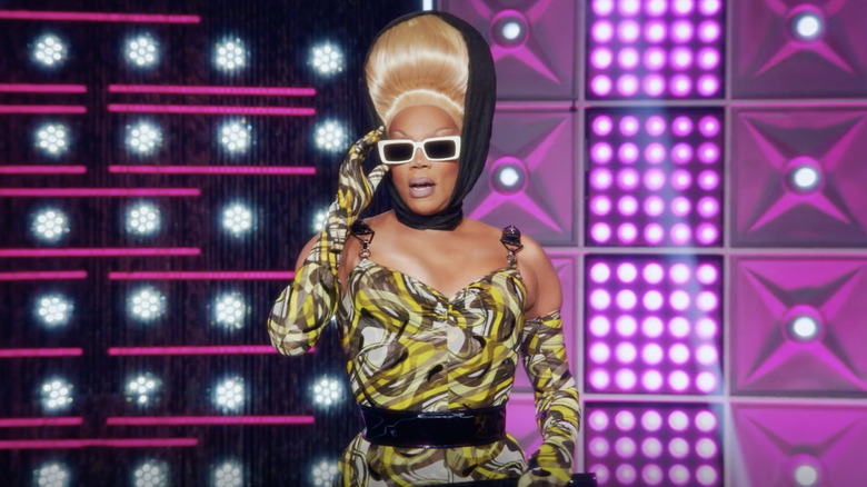 RuPaul with a headscarf