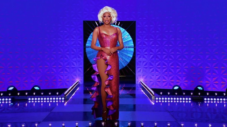 RuPaul in a magenta dress