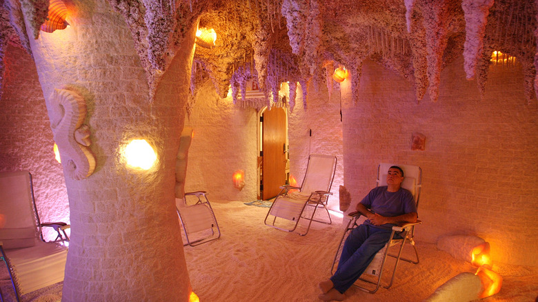 A man in a salt cave