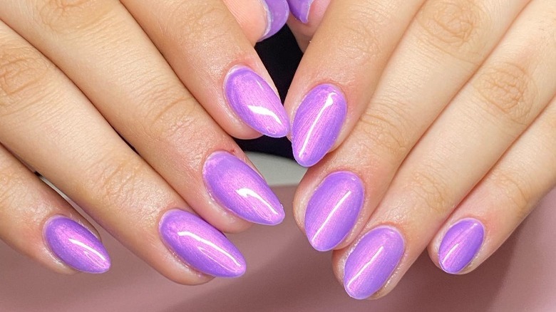 purple satin finish manicure