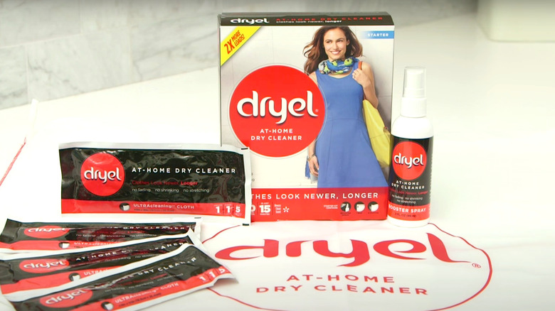 Dryel at home dry cleaning product on a table 