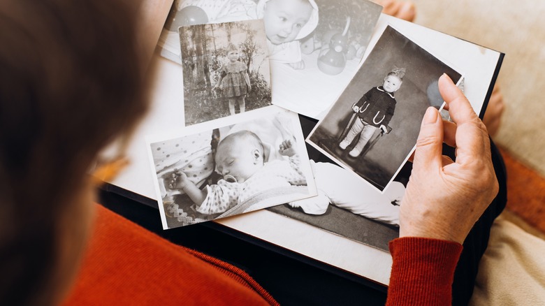 Woman looking at pictures