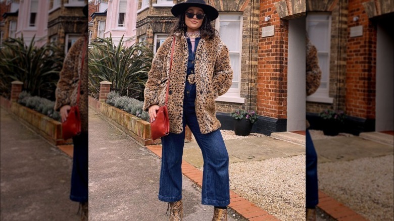 A woman mixing animal prints