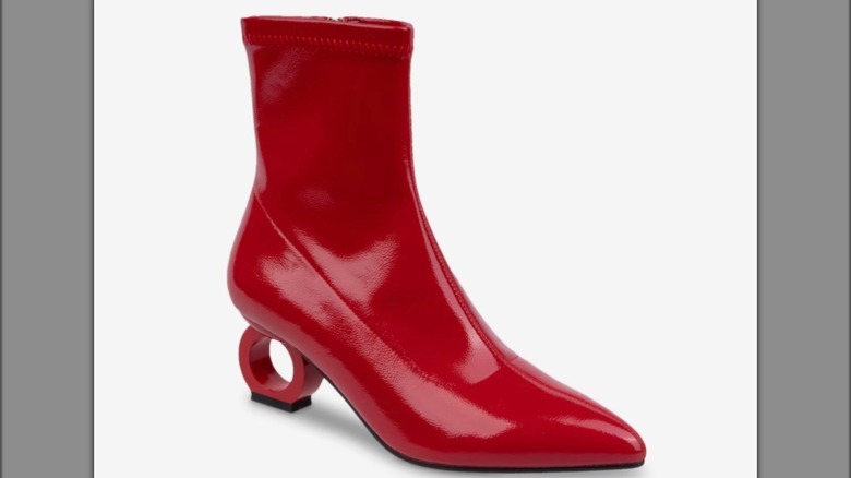 Red bootie with circle heel