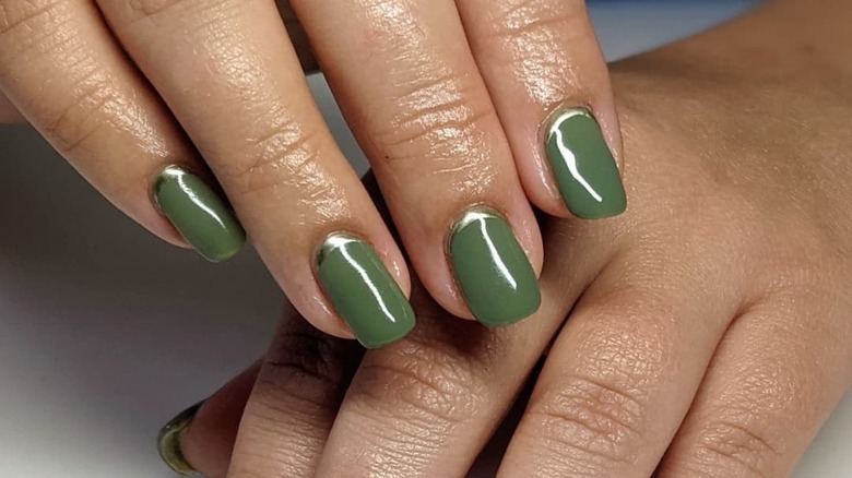 Woman with half-moon nails