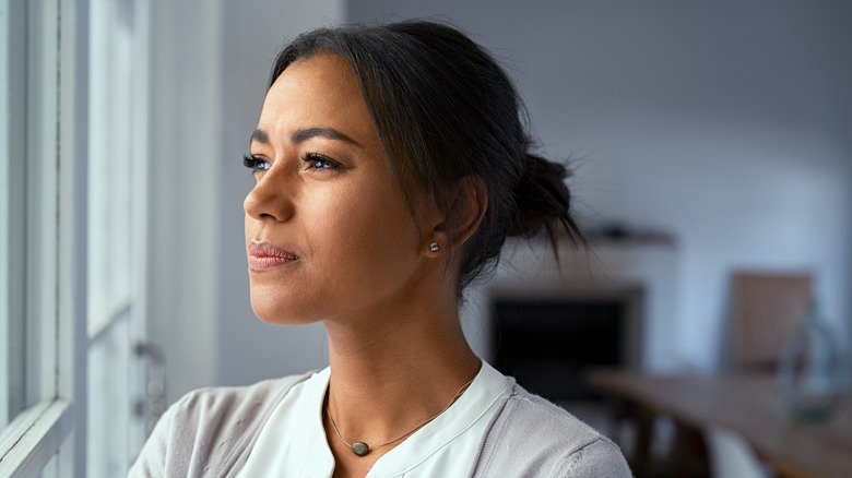 Woman lost in thought