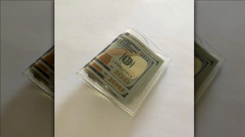 Clear wallet with cash