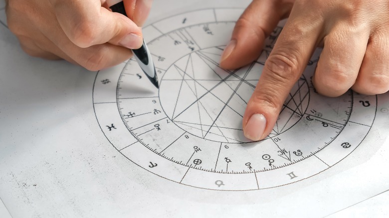 Person drawing birth chart