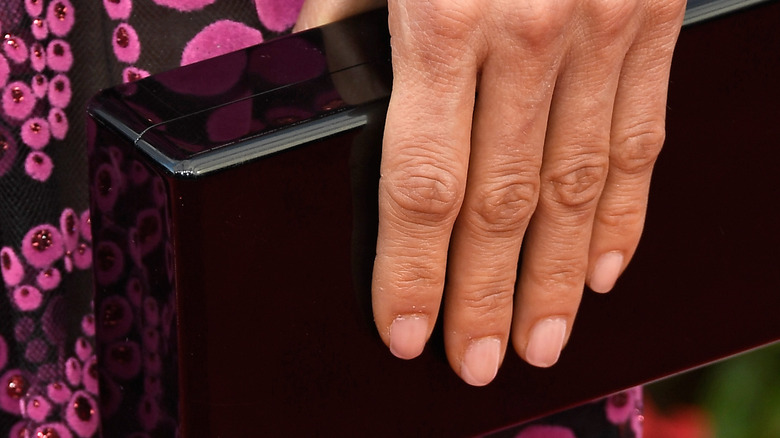 Angela Sarafyan wearing light blush manicure 