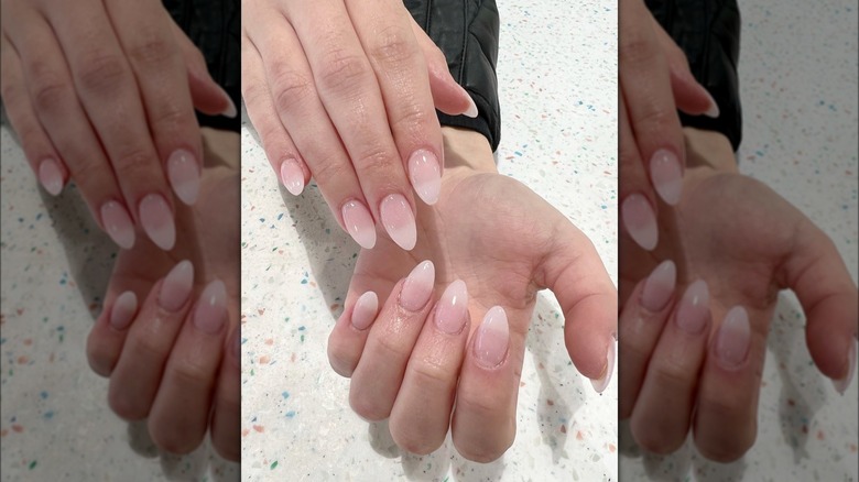 Sheer rosy French manicure