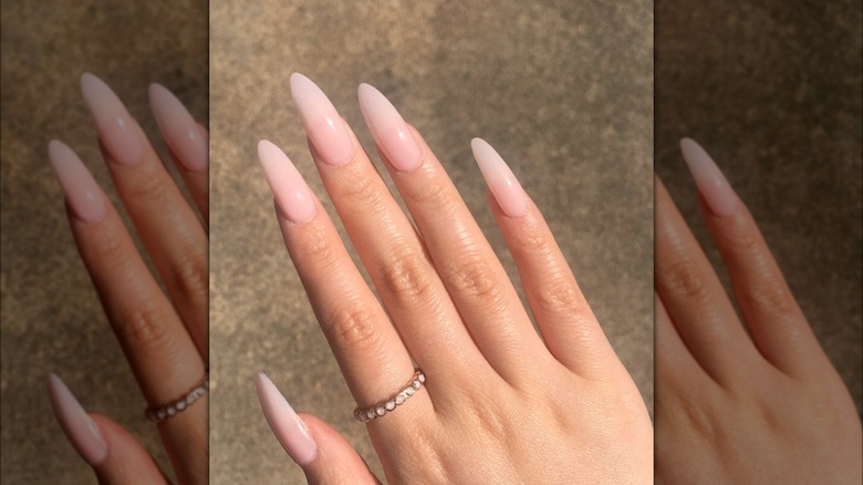 Long sheer pink nails