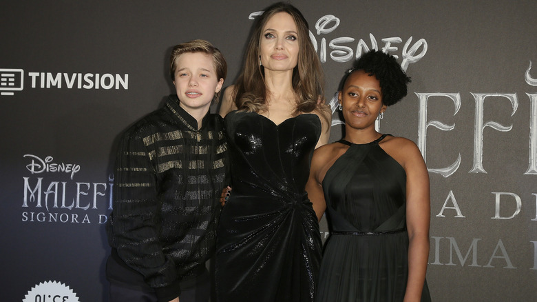 Angelina Jolie and daughters Maleficent premiere