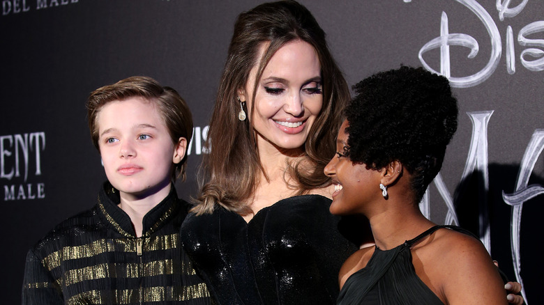 Angelina Jolie with Shiloh and Zahara