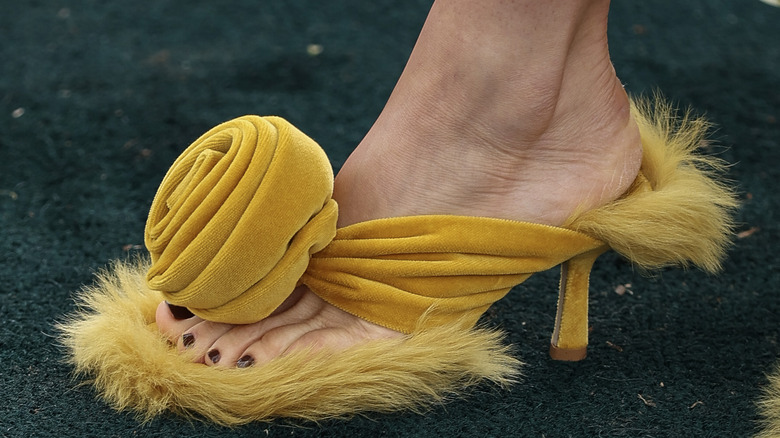 maximalist yellow heels at paris fashion week