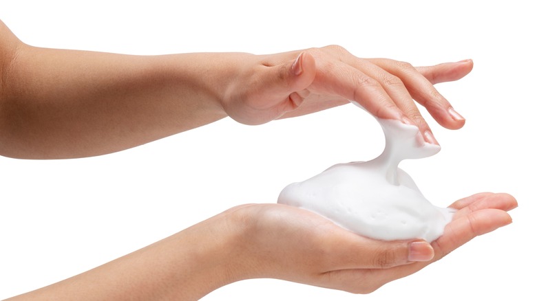 Foamy soap in hand