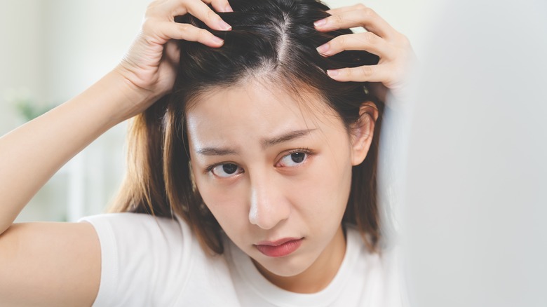 woman concerned about hair