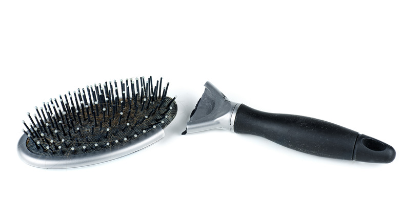 hairbrush broken in half