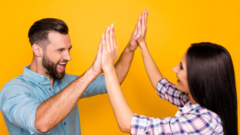 Couple encouraging each other 