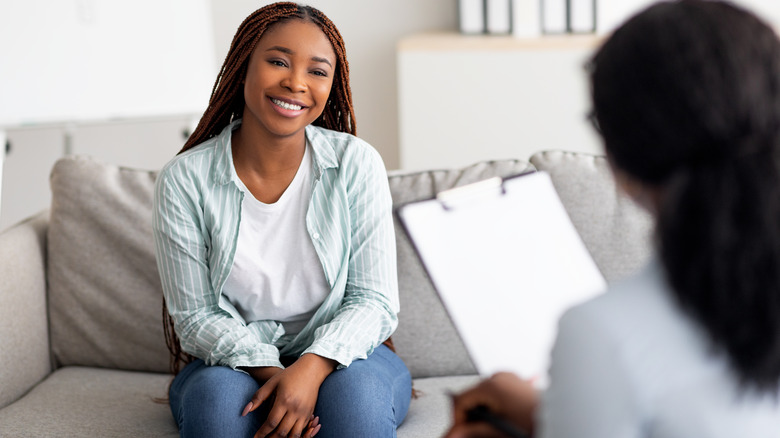 therapist getting to know woman