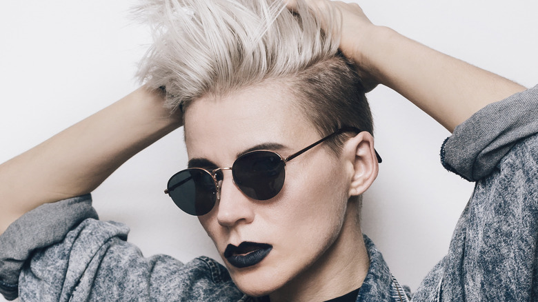 Model with short, punk-looking hairstyle