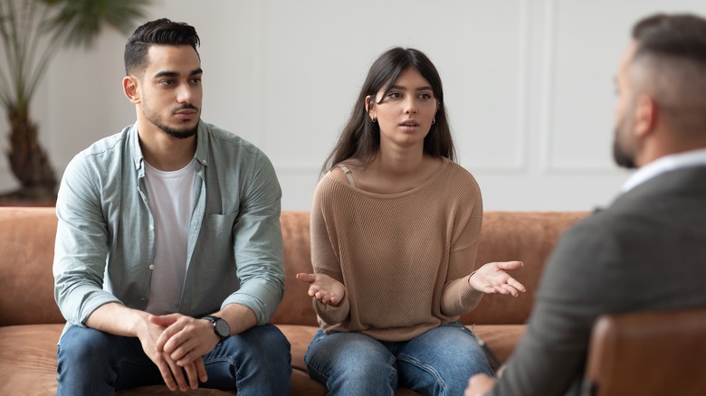 Couple meeting with therapist