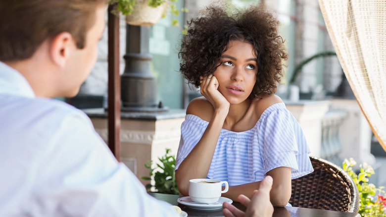 bored woman on date