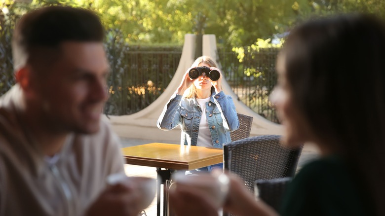 woman with binoculars