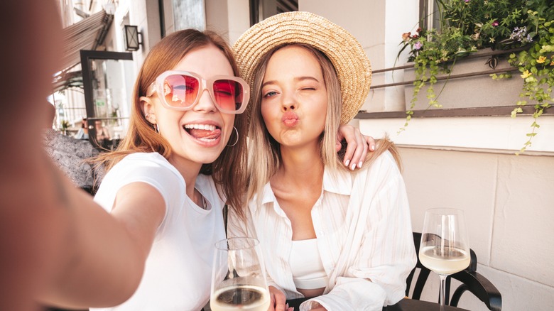 two women taking selfie