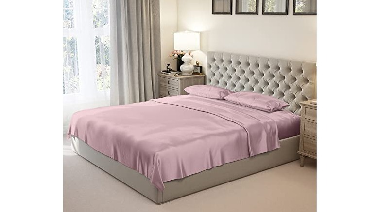 silk bedding pink modern bedroom