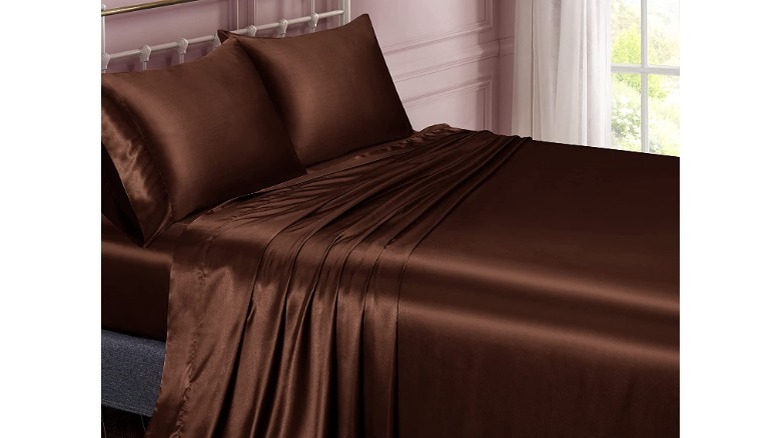 sateen sheets brown bedroom