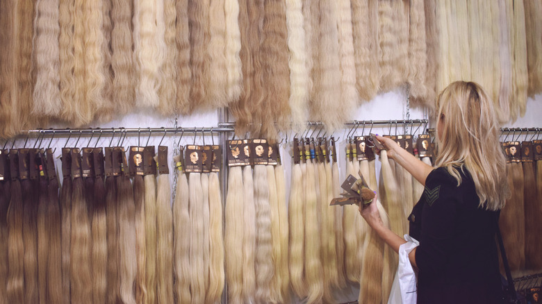 Woman shopping for hair