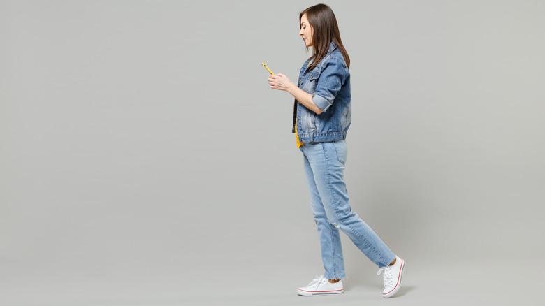 woman wearing denim