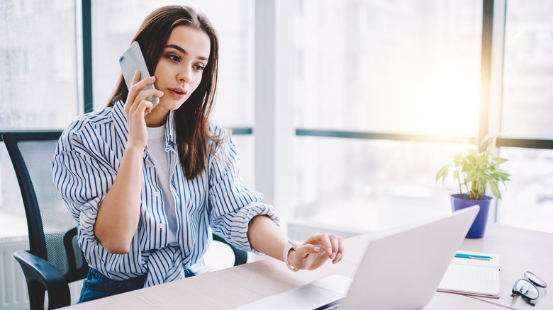 woman during phone call