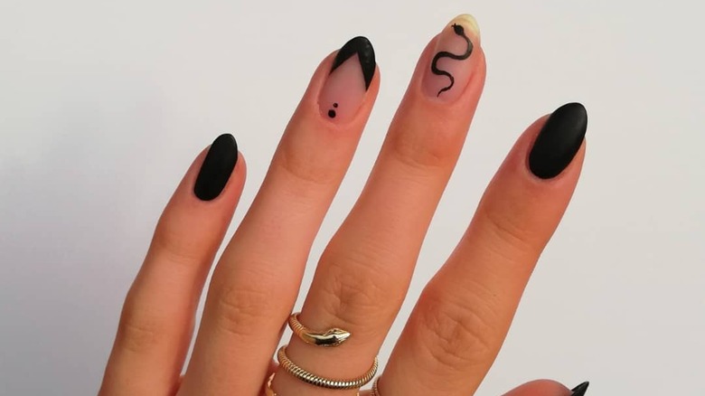 Woman with simple nail art