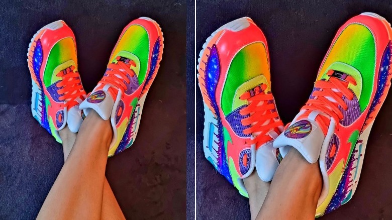 Neon rainbow colored sneakers 