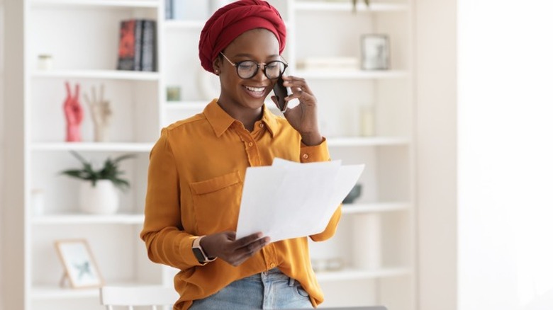 Woman talking on the phone