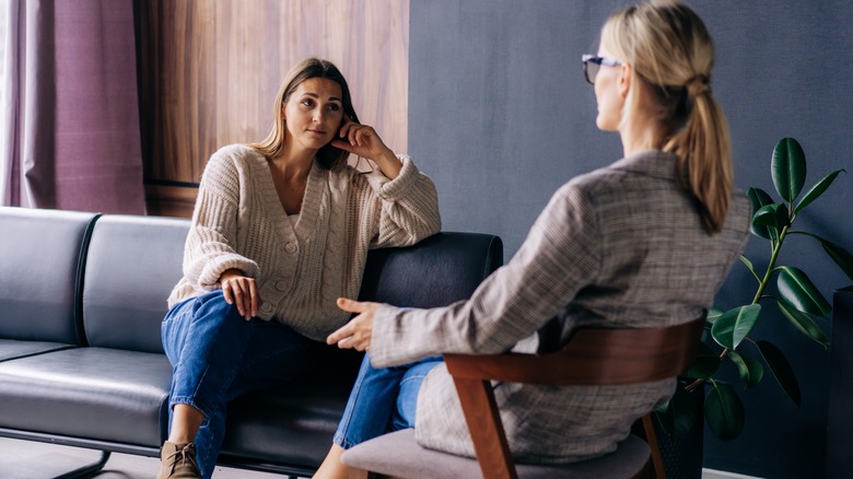 woman meeting a therapist