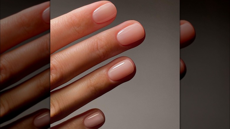 short-trimmed nude squoval nails