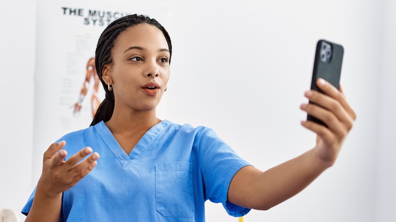 nurse on a Facetime call