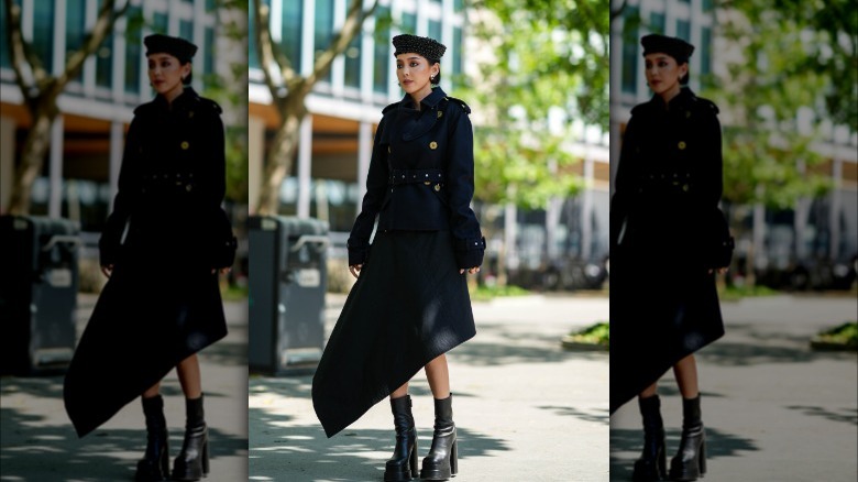 woman with platform sock boots