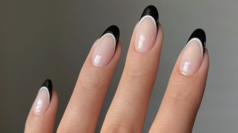 black and white French tips