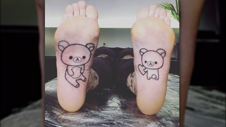 Cartoon bear sole tattoos