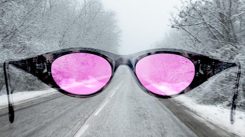 Rose-colored glasses looking into nature